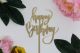 Happy Birthday cake topper in plexiglass oro specchio decorazione torte