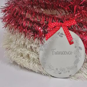 Decorazione natalizia in plexiglass argento con nome personalizzato