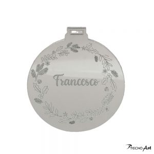 Decorazione natalizia in plexiglass argento con nome personalizzato